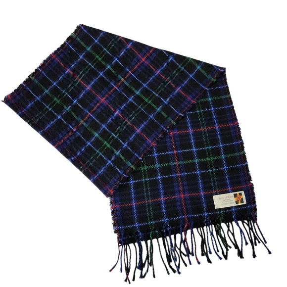 PRIDE OF WALES navy tartan plaid wool scarf one size - Picture 1 of 7